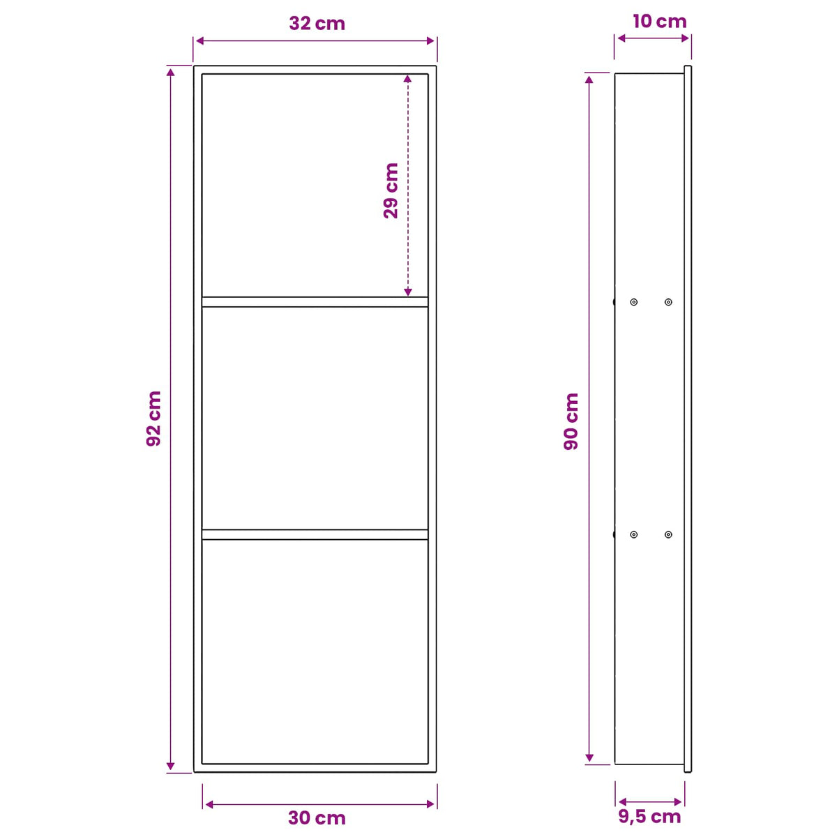 vidaXL Shower Niche White 90 x 30 x 9.5 cm Stainless Steel
