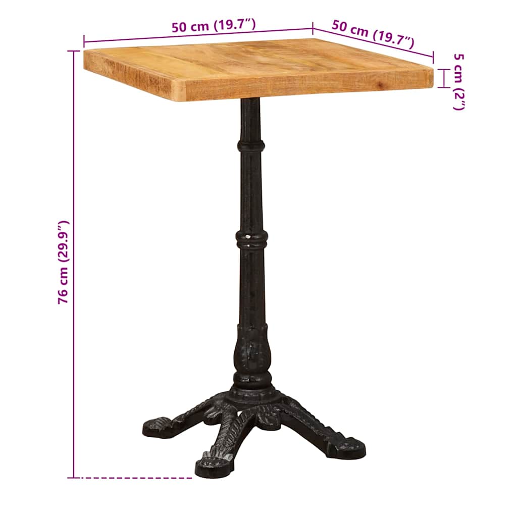 vidaXL Bistro Table Brown 50 x 50 x 76 cm Solid Mango Wood
