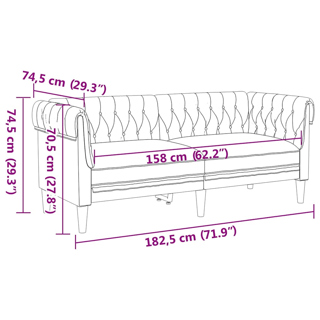 vidaXL Sofa Brown 182.5 x 74.5 x 74.5 cm Polyester