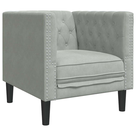 vidaXL Sofa Light Grey 74.5 x 71 x 70.5 cm Velvet