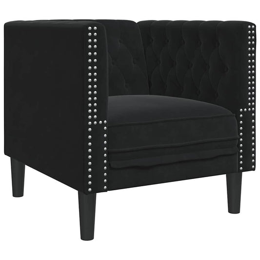 vidaXL Chesterfield Sofa Chair Other Black 71 x 74.5 x 70.5 cm Velvet