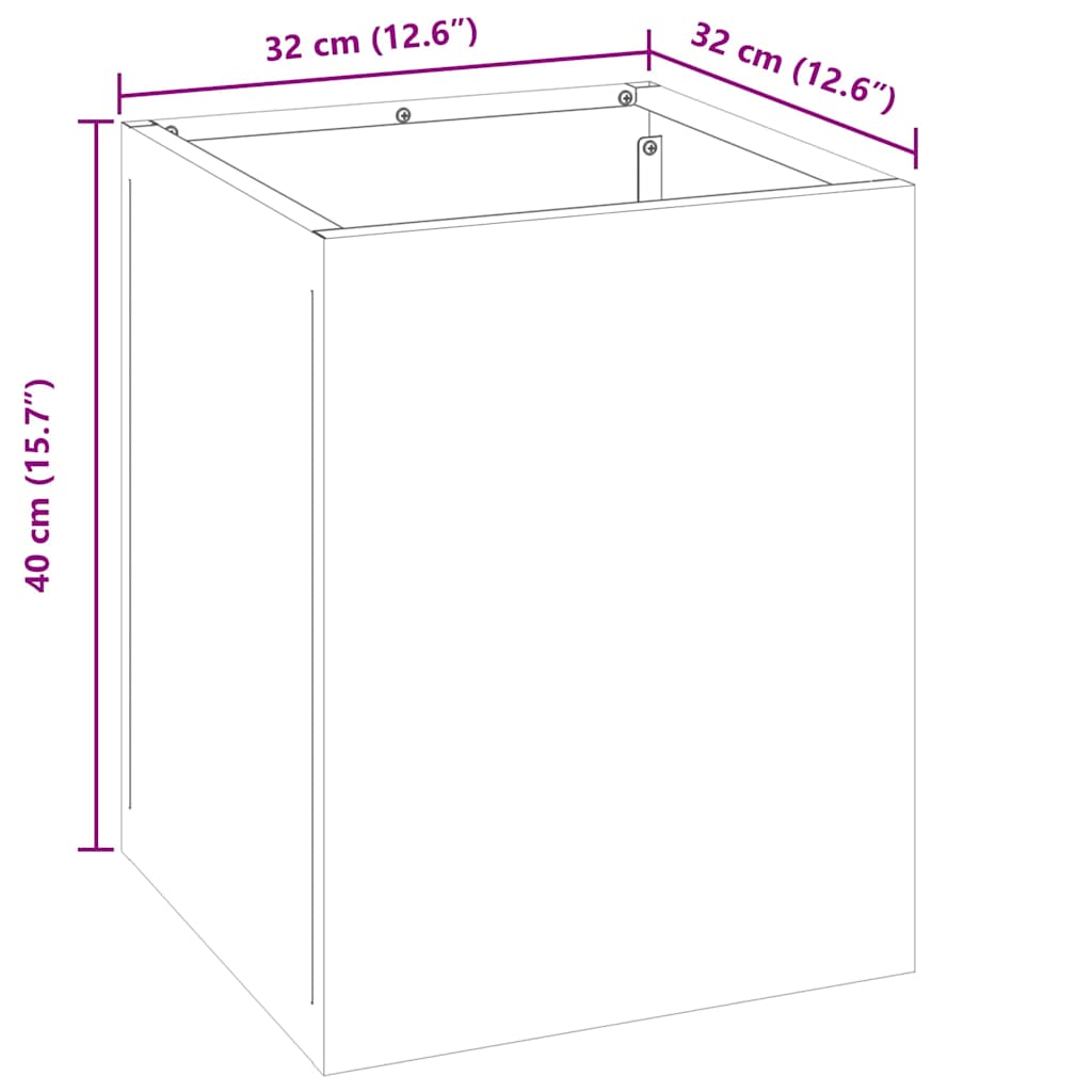 vidaXL Garden Planter Galvanised Steel 32 x 32 x 40 cm