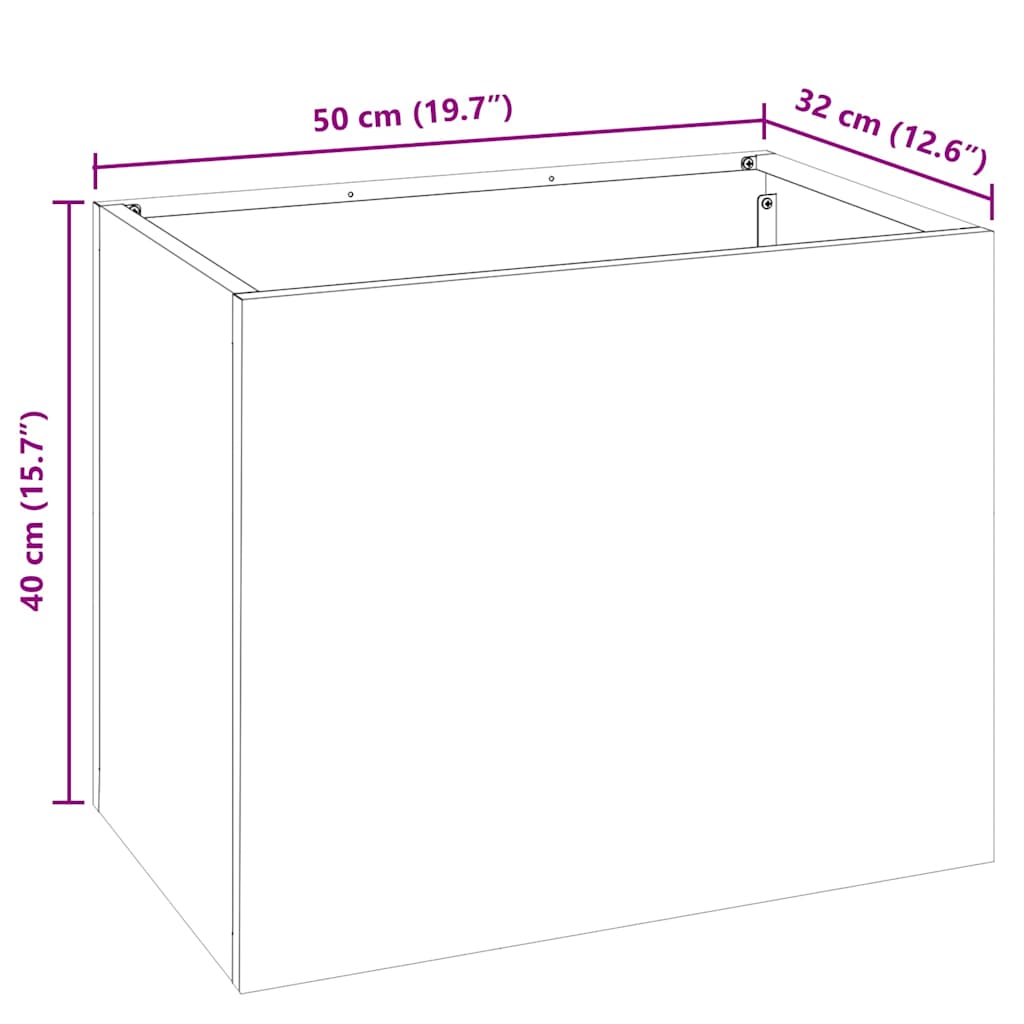vidaXL Garden Planter Galvanised Steel 50 x 32 x 40 cm