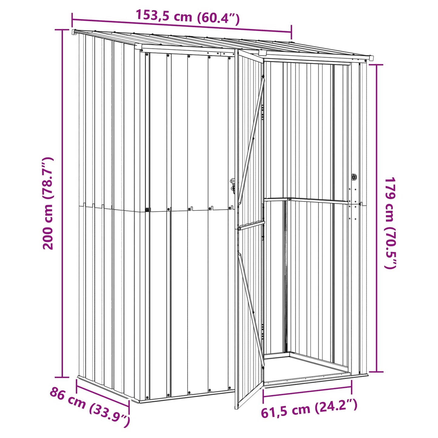 vidaXL Garden Sheds Anthracite 153.5 x 86 x 200 cm Metal
