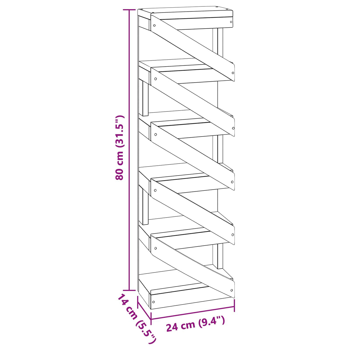 vidaXL Wine Rack Natural 24 x 14 x 80 cm Solid Mahogany Wood