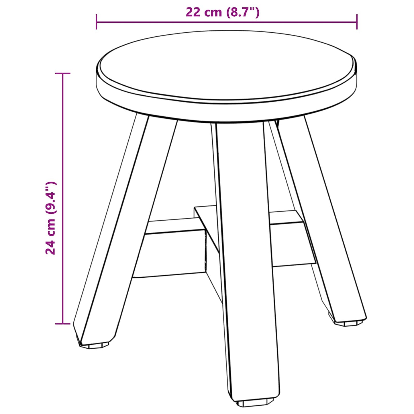 vidaXL Stool Natural 22 x 22 x 24 cm Mahogany Wood