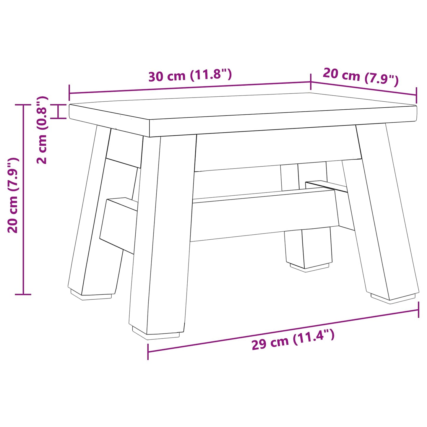 vidaXL Stool Natural 30 x 20 x 20 cm Mahogany Wood