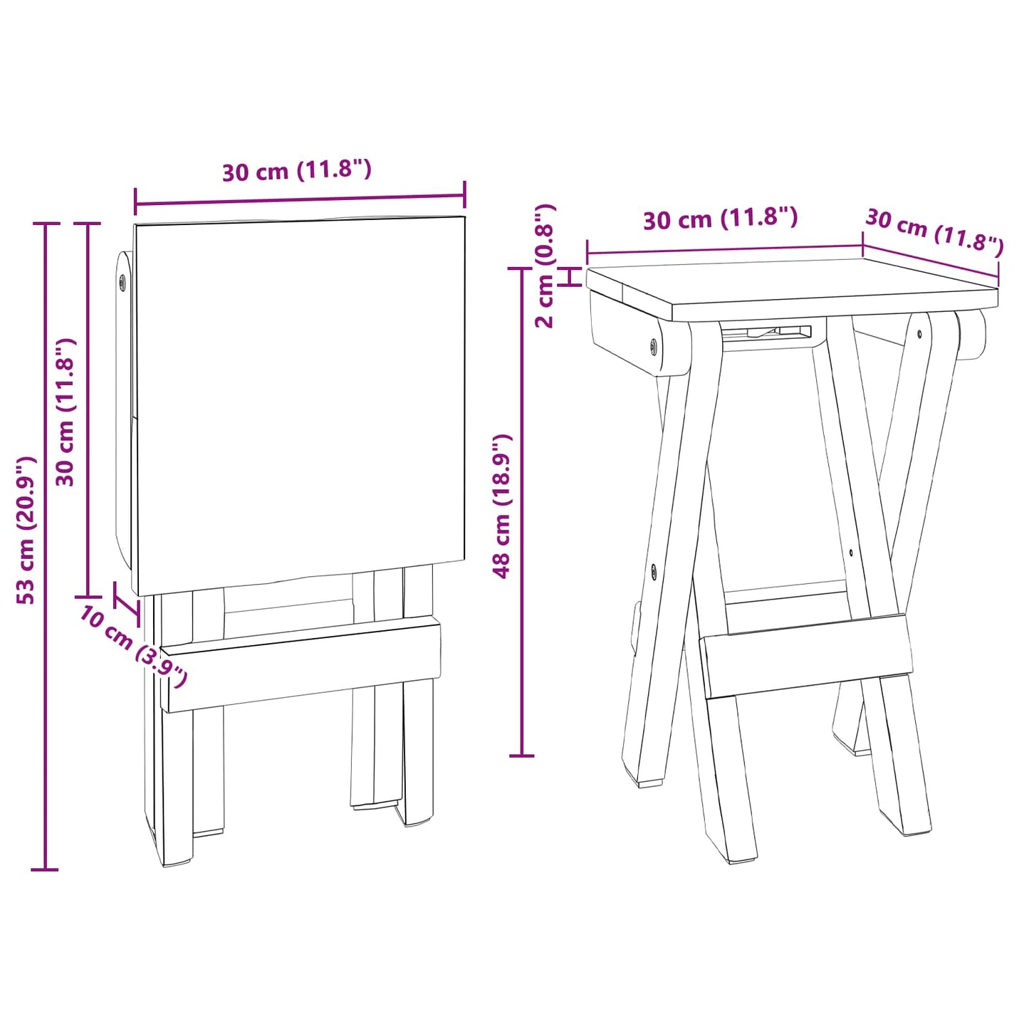 vidaXL Stool Natural 30 x 30 x 48 cm Solid Reclaim wood