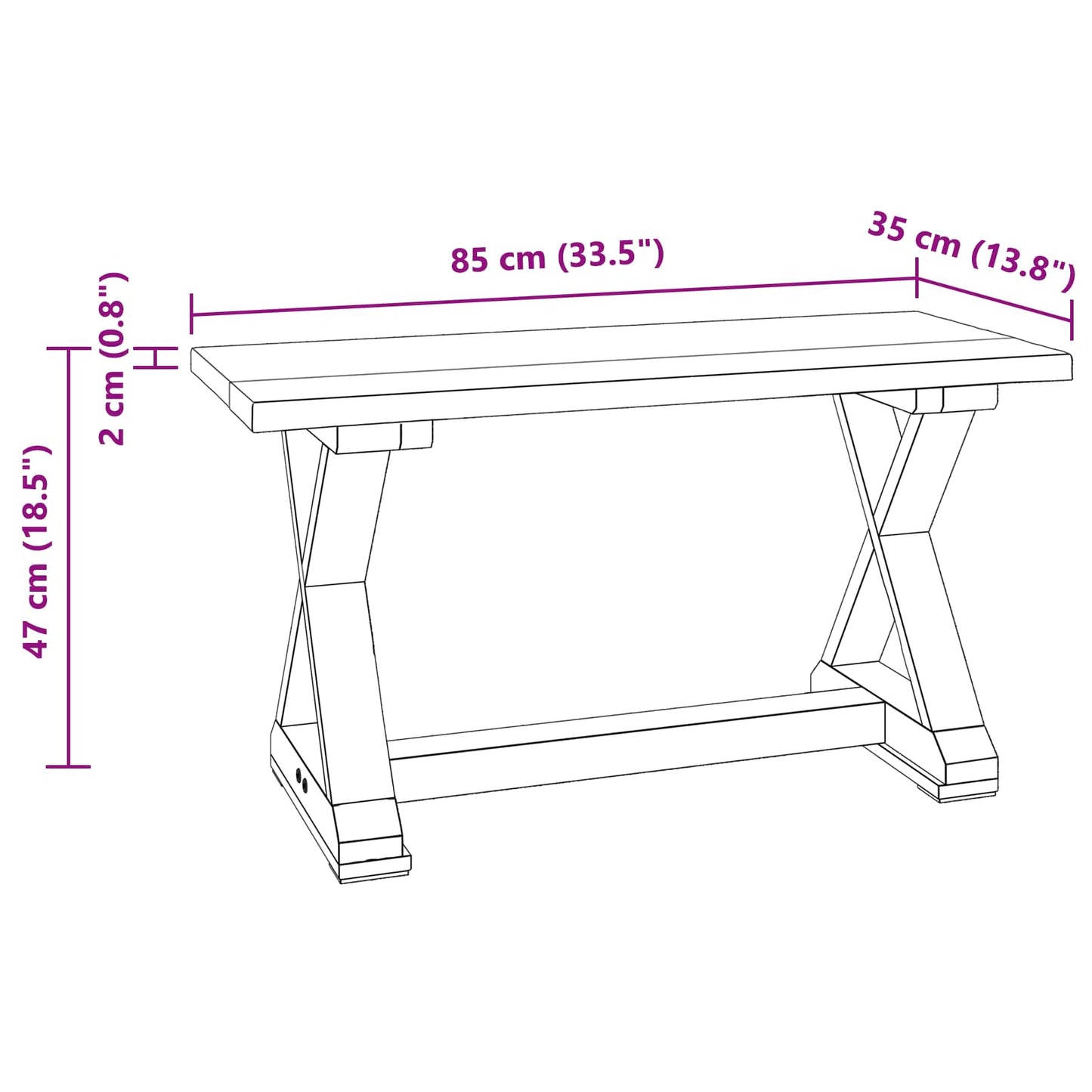 vidaXL Bench Natural 85 x 35 x 46 cm Solid Reclaim wood