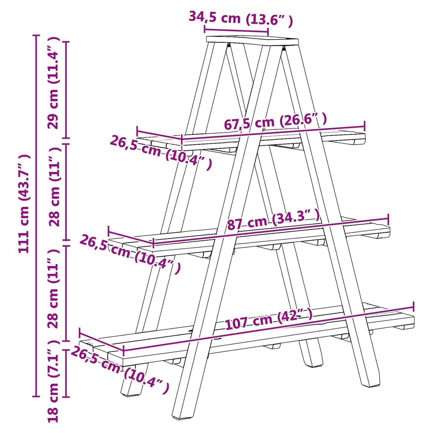 vidaXL Folding Rack Brown 79.5 x 35 x 112 cm Solid Reclaim Wood