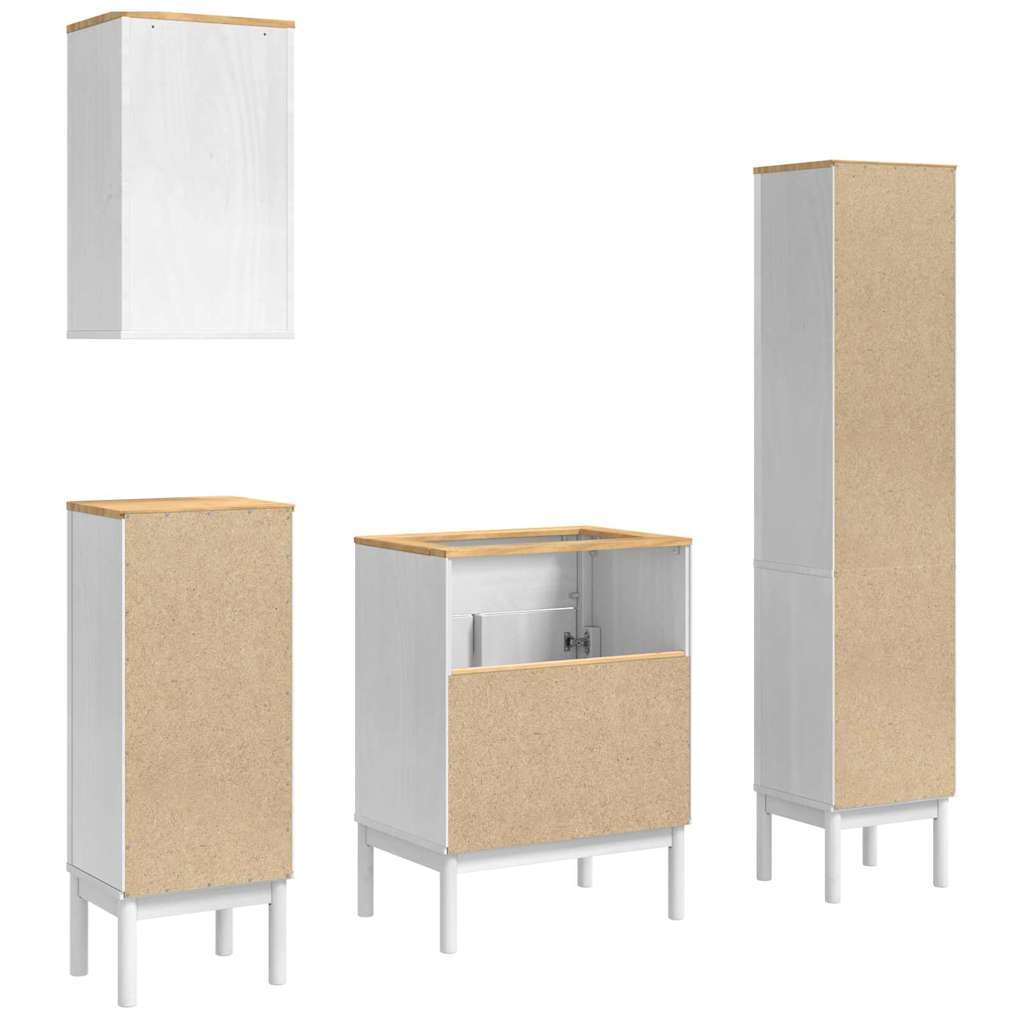 vidaXL Bathroom Furniture Set FLORO 4 pcs White Solid Pine Wood