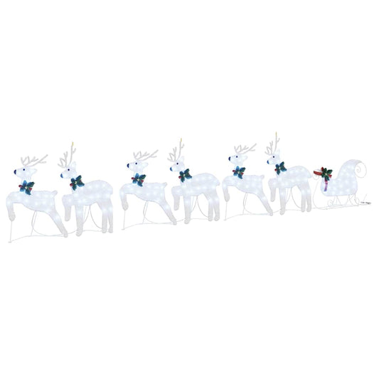 vidaXL LED Reindeers 7 pcs Silver Fabric