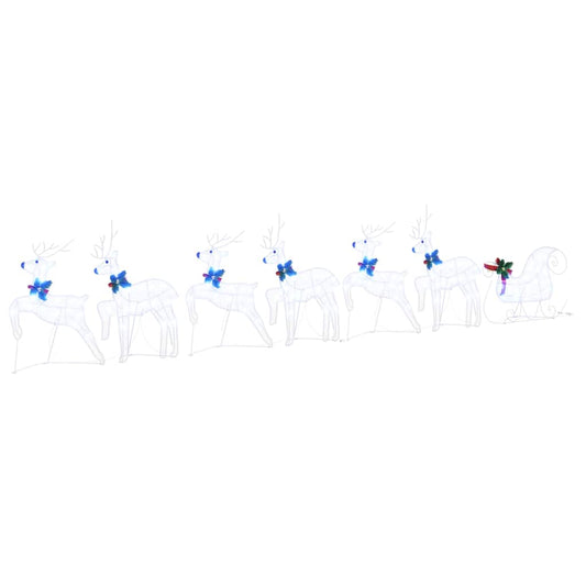 vidaXL LED Reindeers 7 pcs White Fabric