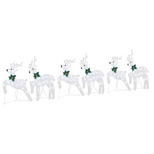 vidaXL LED Reindeers 6 pcs Silver Fabric