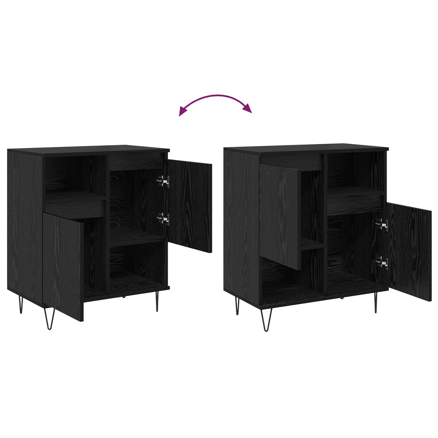 vidaXL Sideboard Black Oak 60 x 35 x 70 cm