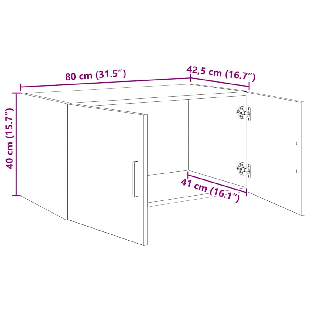 vidaXL Wall Cabinet Black oak 80 x 42.5 x 40 cm Engineered wood