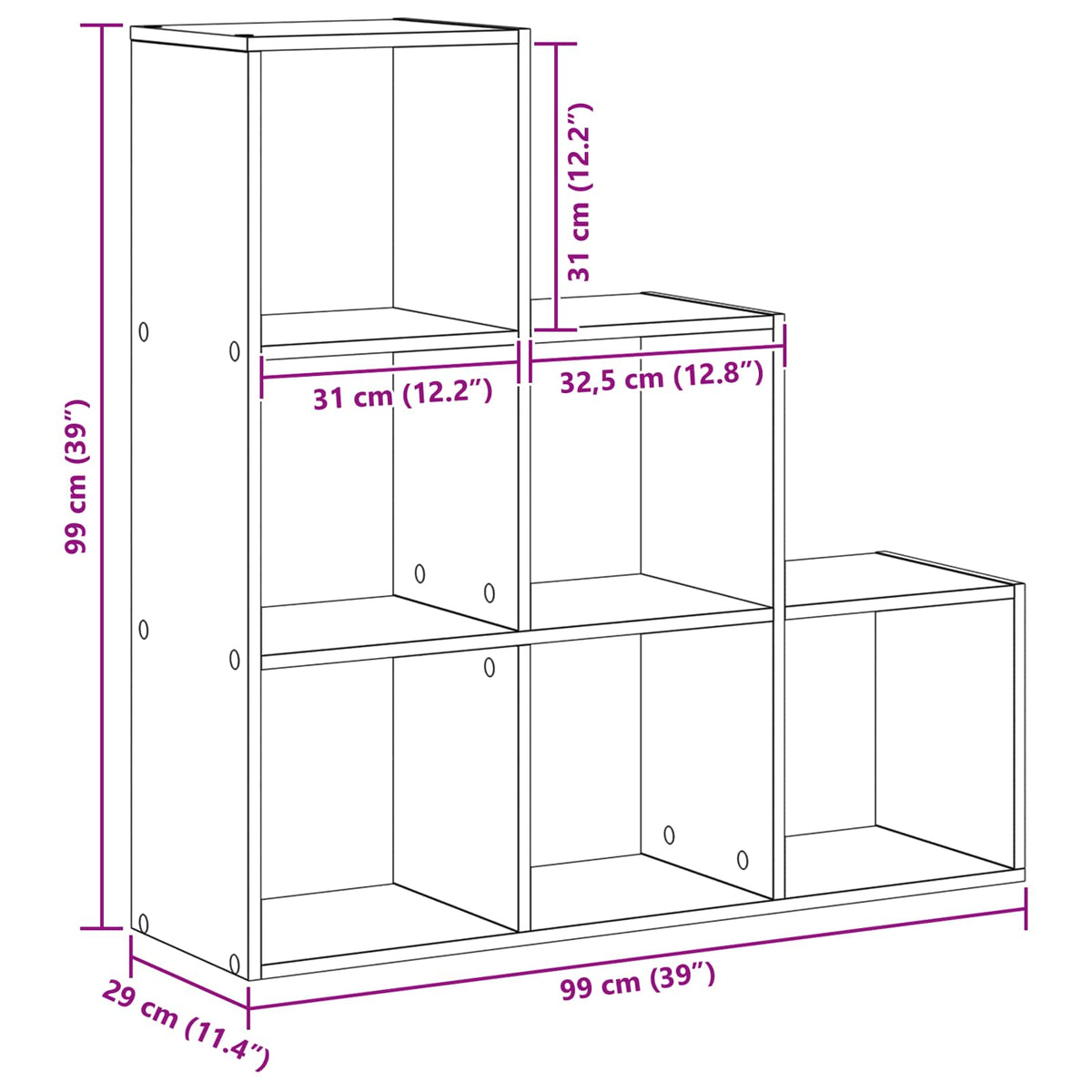vidaXL Room Divider Bookcase 6-Tier 99 x 29 x 99 cm Engineered Wood