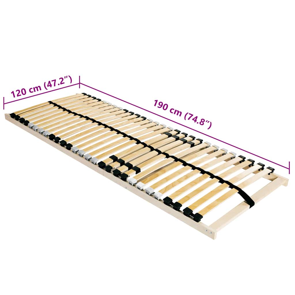 vidaXL Slatted Bed Base Brown 120 x 190 cm Solid Beech Wood