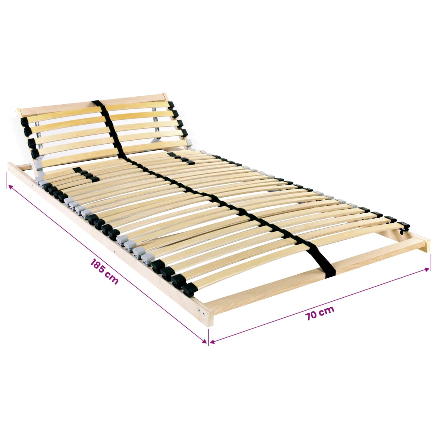 vidaXL Slatted Bed Base Manual Brown 70 x 190 cm Solid Beech Wood