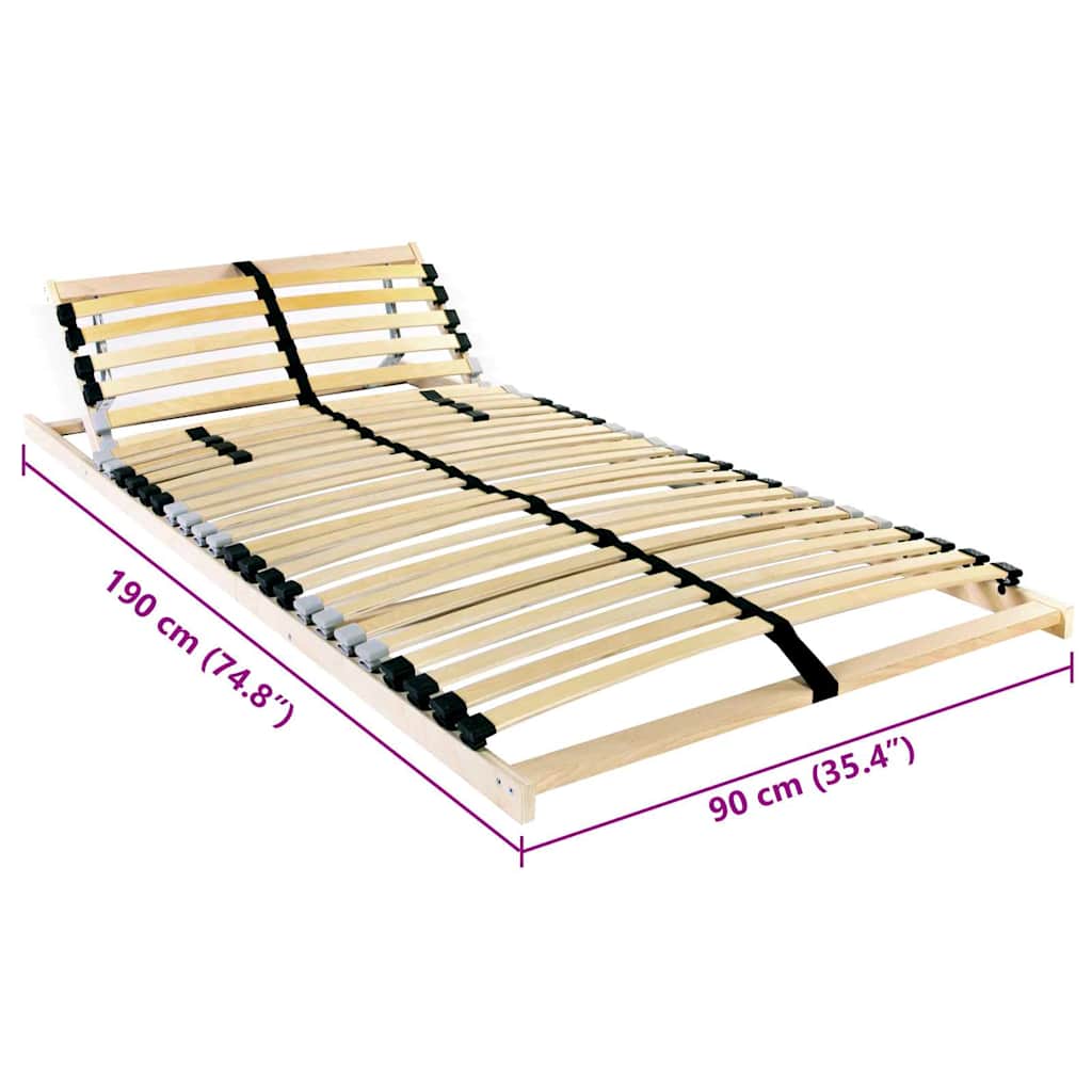 vidaXL Slatted Bed Base Manual Brown 90 x 190 cm Solid Beech Wood