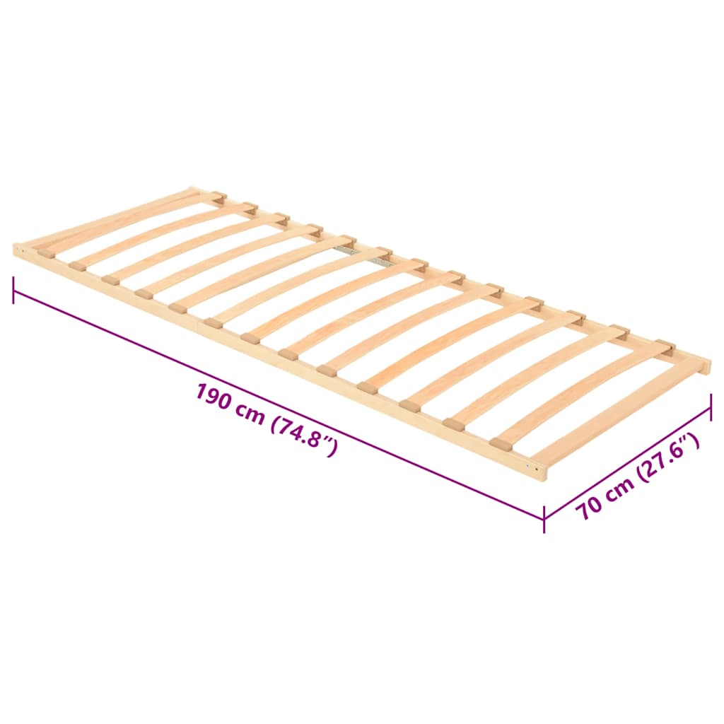 vidaXL Slatted Bed Base Brown 70 x 190 cm Solid Beech Wood