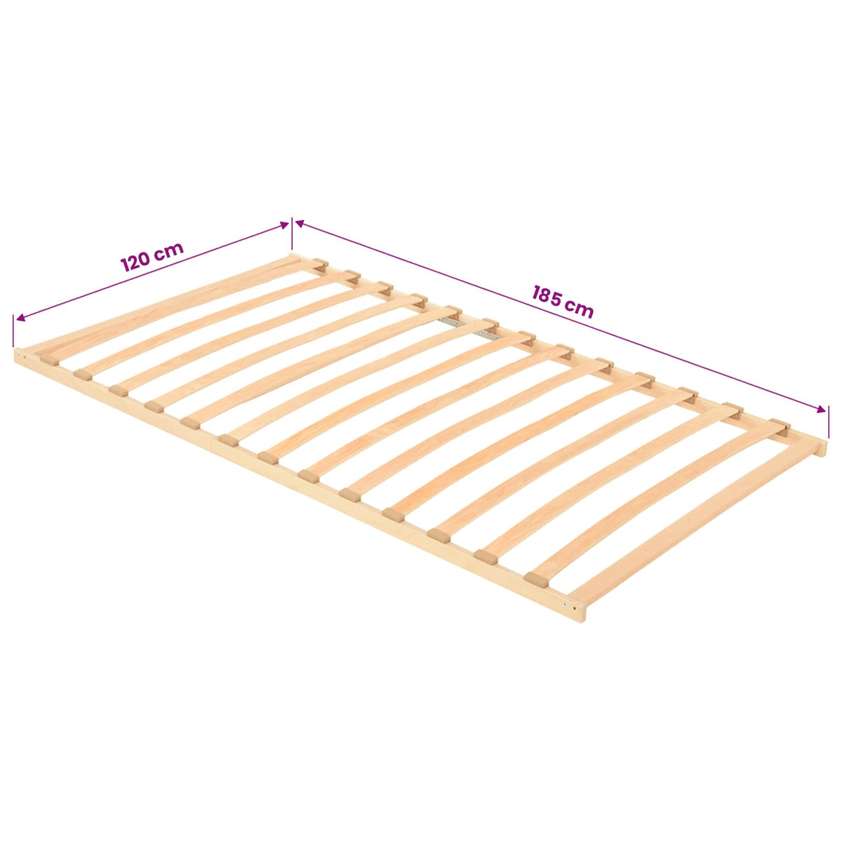 vidaXL Slatted Bed Base Brown 120 x 190 cm Solid Beech Wood