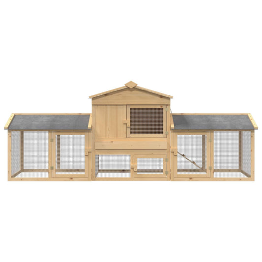 vidaXL Chicken Coop 3 pcs Brown 225 x 60 x 89 cm Solid Pine Wood