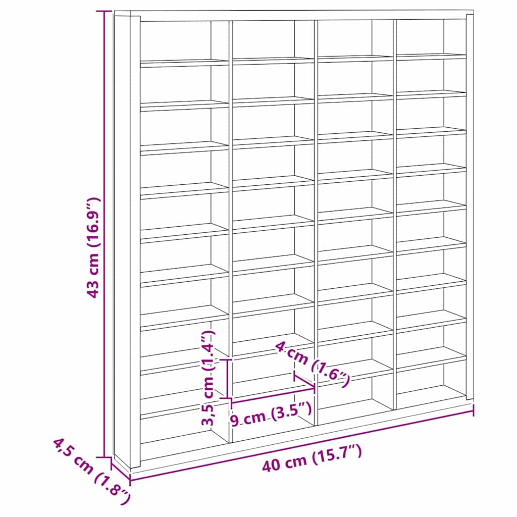 vidaXL Wall Display Case Wall-Mounted Beige 40 x 4.5 x 43 cm