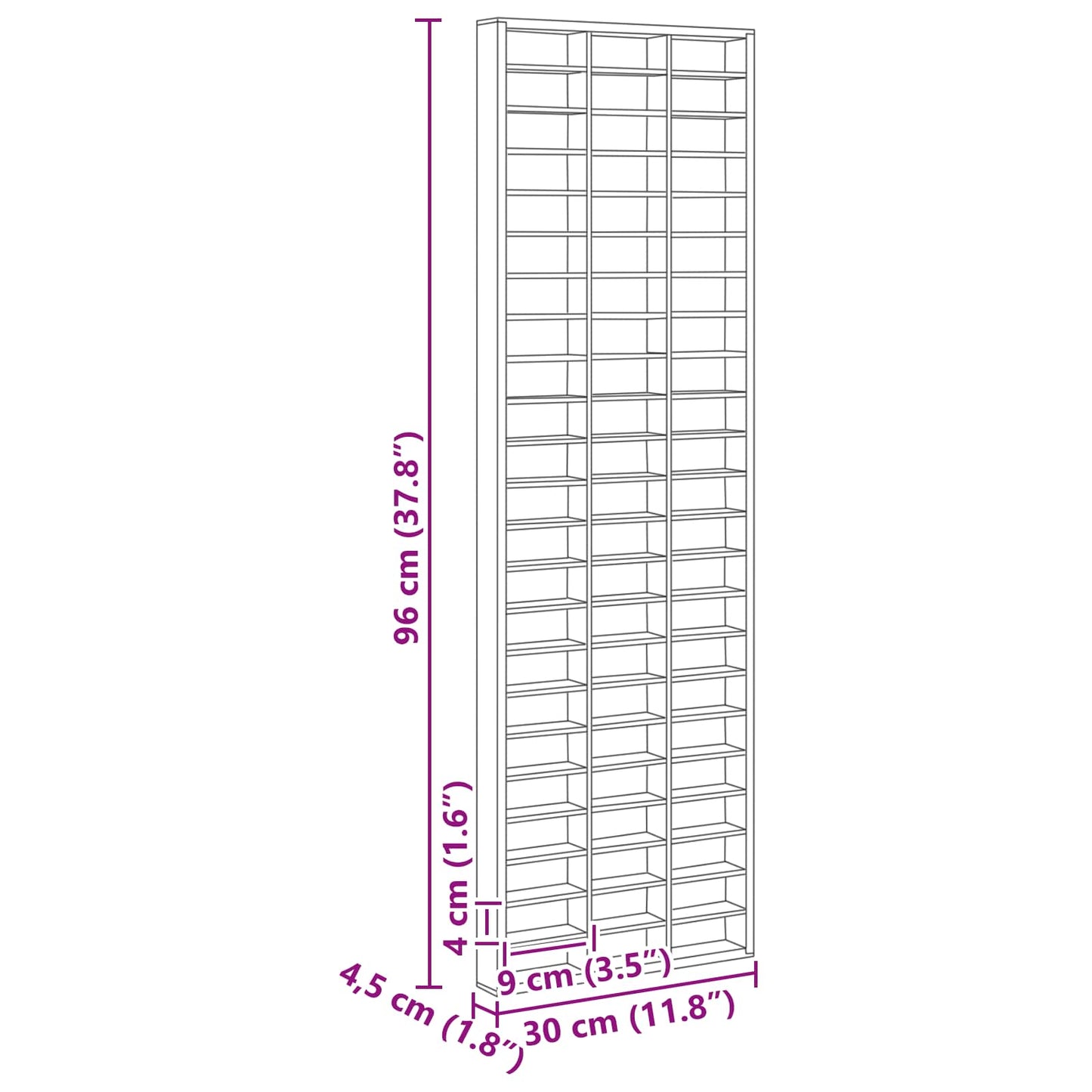 vidaXL Wall Display Case Beige 30 x 4.5 x 96 cm Engineered Wood