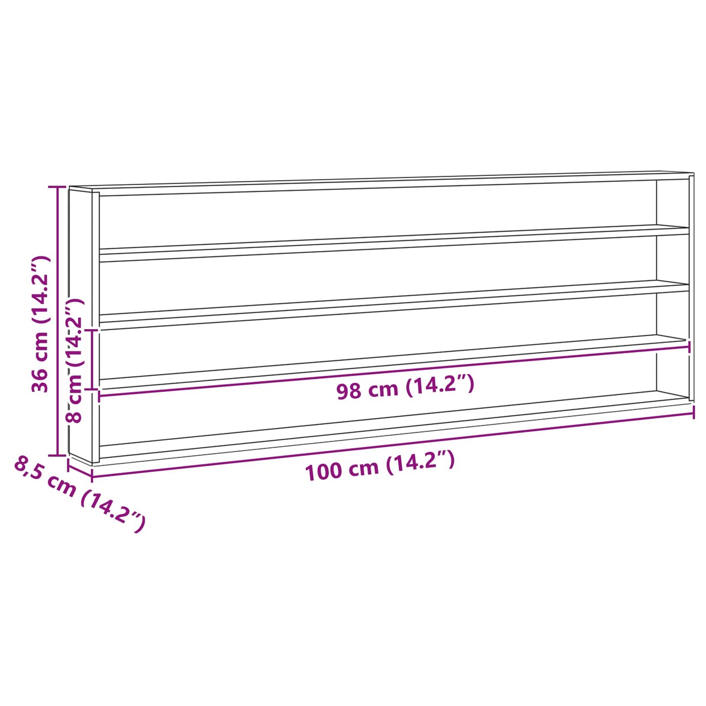 vidaXL Wall Display Case Wall-Mounted Beige 100 x 8.5 x 36 cm