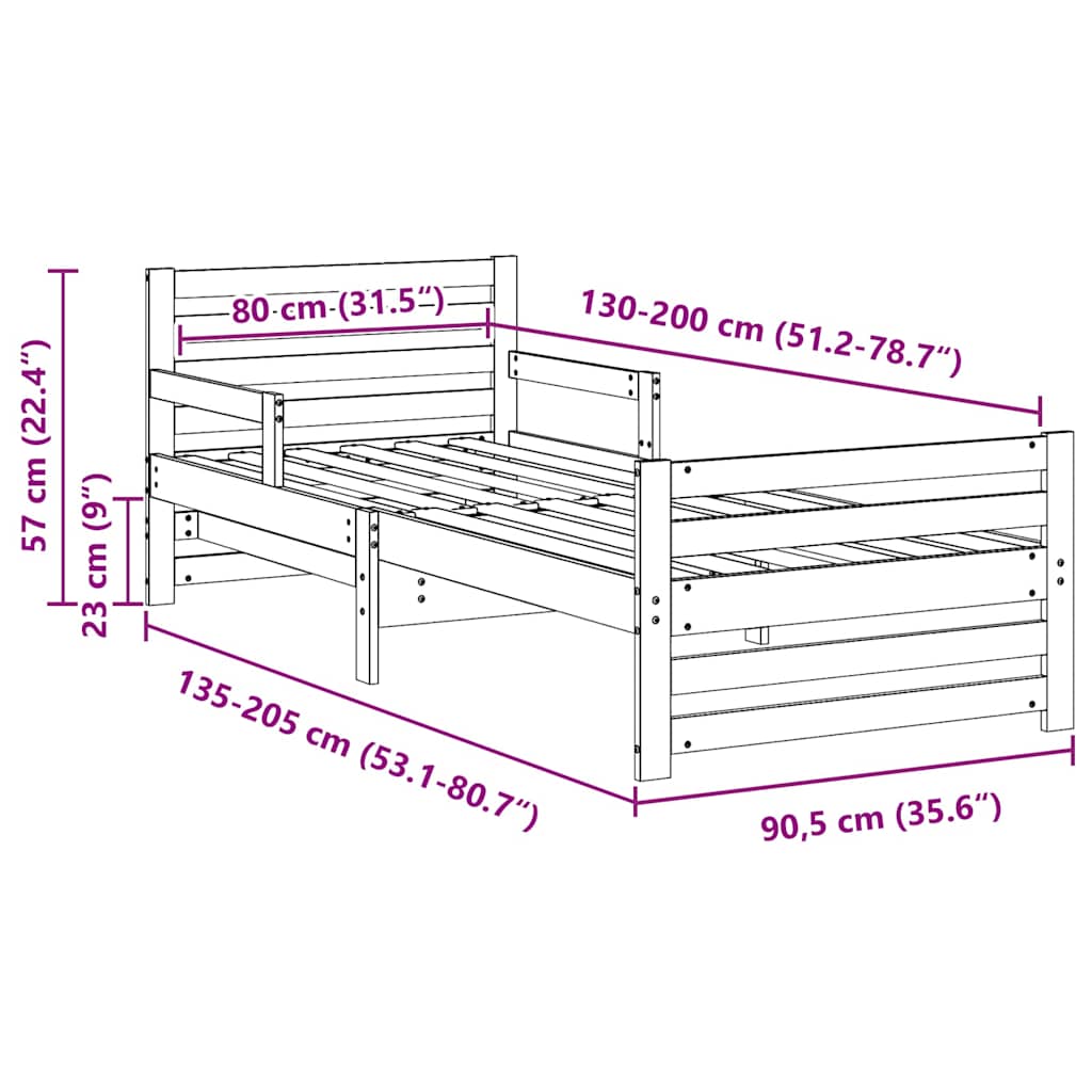 vidaXL Bed Frame with Headboard White 80 x 200 cm Engineered Wood