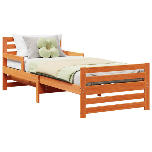 vidaXL Bed Frame with Headboard Wax Brown 80 x 200 cm Engineered Wood