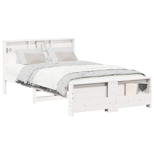 vidaXL Bed Frame with Headboard White 120 x 200 cm Engineered Wood