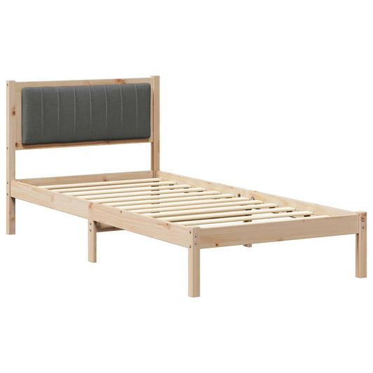 vidaXL Bed Frame with Upholstered Headboard Dark Grey 90 x 190 cm
