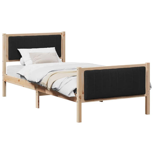 vidaXL Bed frame Brown and black 90 x 200 cm Solid pine wood