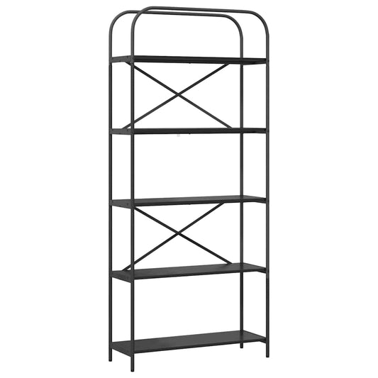 vidaXL Bookshelf 5-Tier 80 x 30 x 183 cm Engineered wood Black Oak