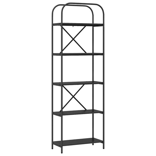 vidaXL Bookshelf 5-Tier 60 x 30 x 183 cm Engineered wood Black Oak