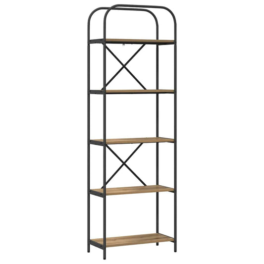 vidaXL Bookshelf 5-Tier 60 x 30 x 183 cm Engineered wood Artisan Oak