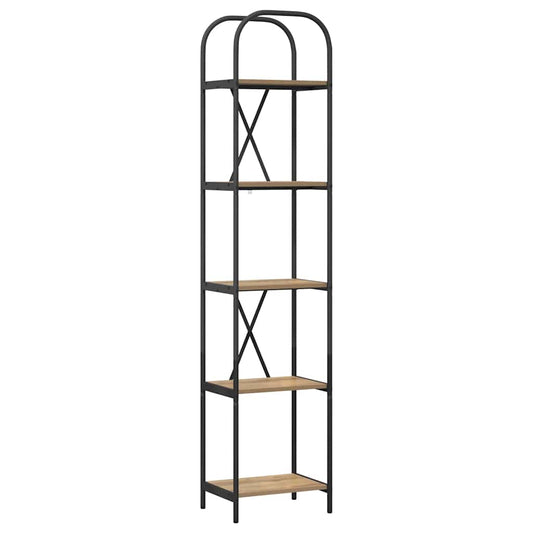 vidaXL Bookshelf 5-Tier 40 x 30 x 183 cm Engineered wood Artisan Oak