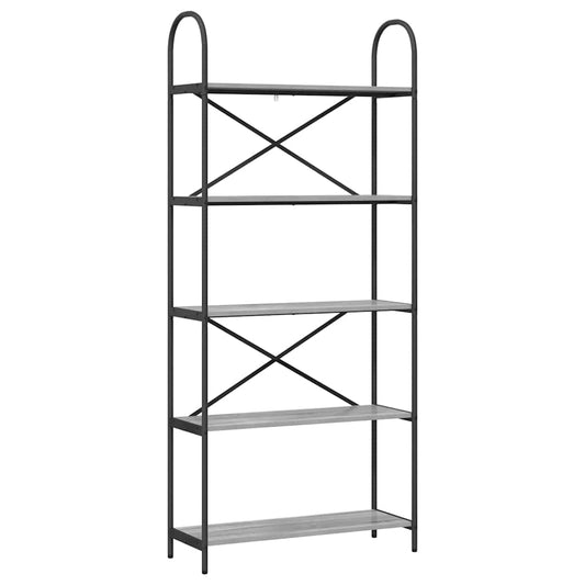 vidaXL Bookshelf 5-Tier 80 x 30 x 183 cm Engineered wood Grey Sonoma