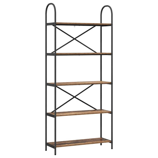 vidaXL Bookshelf 5-Tier 80 x 30 x 183 cm Engineered wood Old Wood