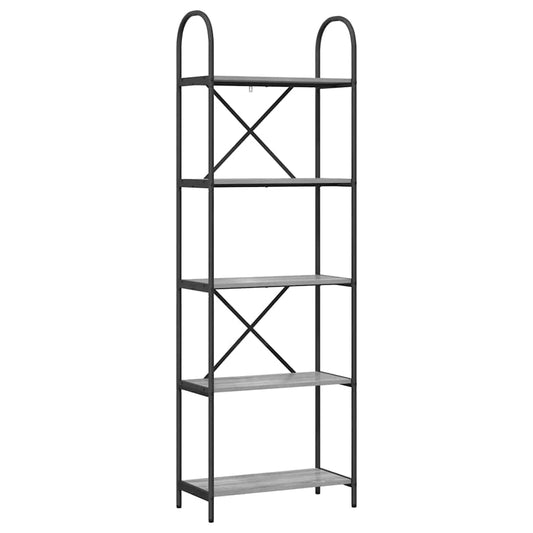 vidaXL Bookshelf 5-Tier 60 x 30 x 183 cm Engineered wood Grey Sonoma