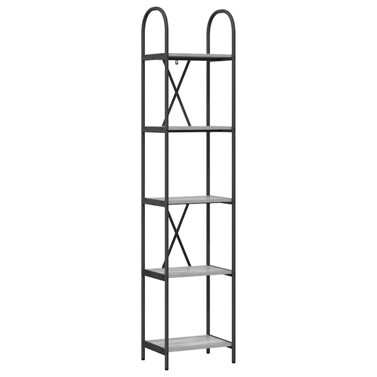 vidaXL Bookshelf 5-Tier 40 x 30 x 183 cm Engineered wood Grey Sonoma