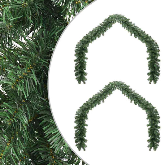 vidaXL Christmas Garland 2 pcs Green 20 m PVC
