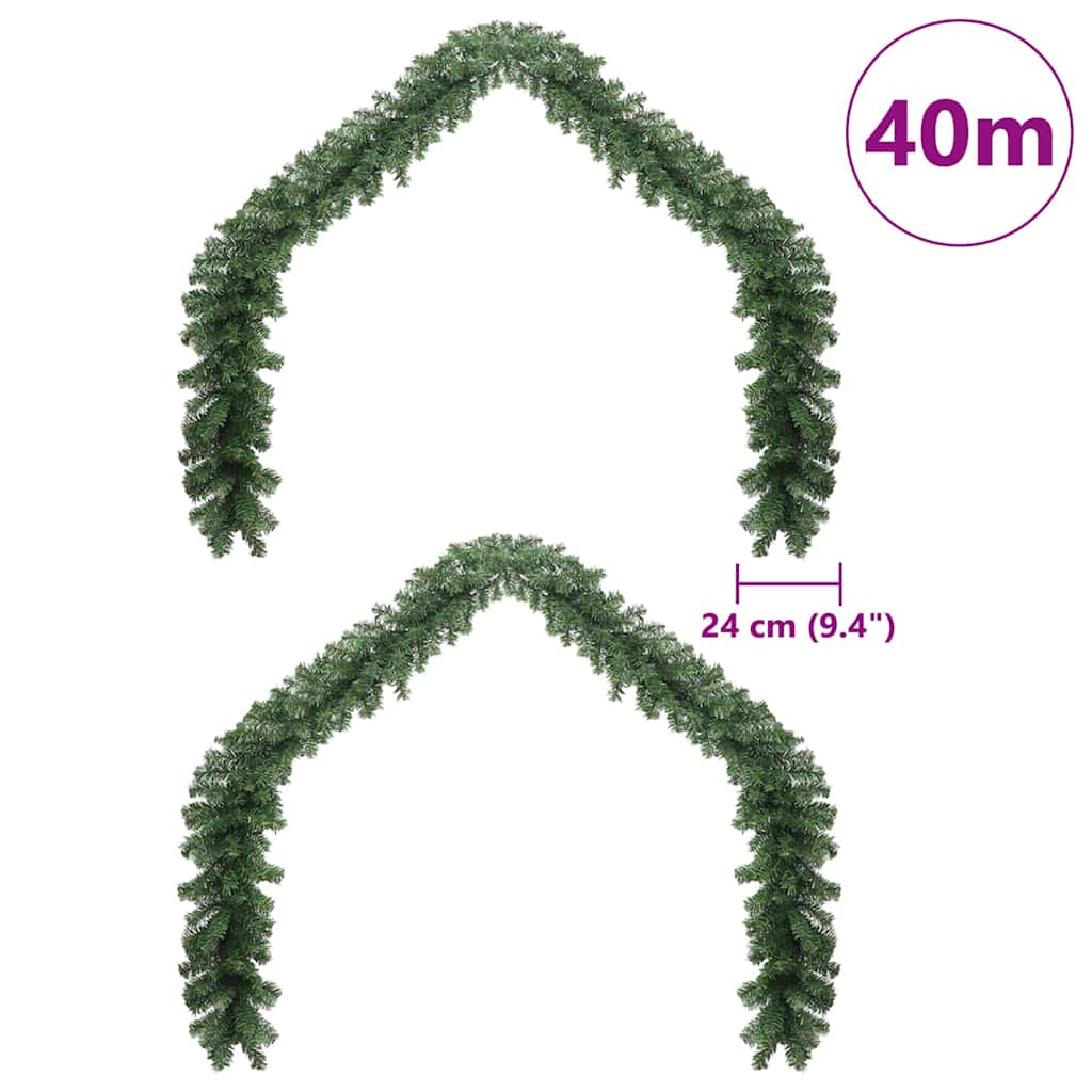 vidaXL Christmas Garland with 600 LEDs 2 pcs Green PVC