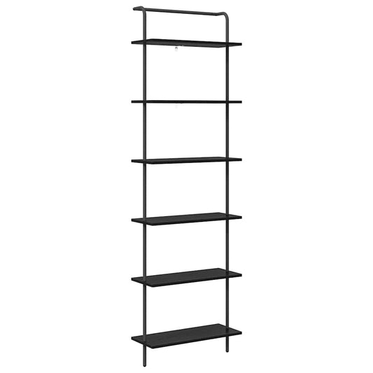 vidaXL Bookshelf 6-Tier 60 x 24 x 203 cm Engineered wood Black Oak