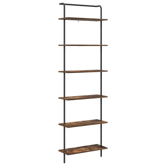 vidaXL Bookshelf 6-Tier 60 x 24 x 203 cm Engineered wood Smoked Oak