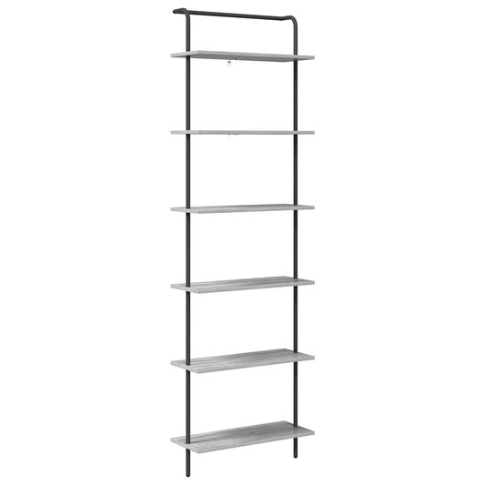 vidaXL Bookshelf 6-Tier 60 x 24 x 203 cm Engineered wood Grey Sonoma