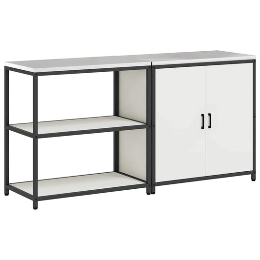 vidaXL Kitchen Storage Set HATTEM 2 pcs White Cold-rolled Steel
