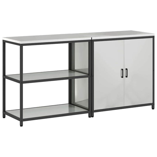 vidaXL Kitchen Storage Set HATTEM 2 pcs Silver Galvanised Steel